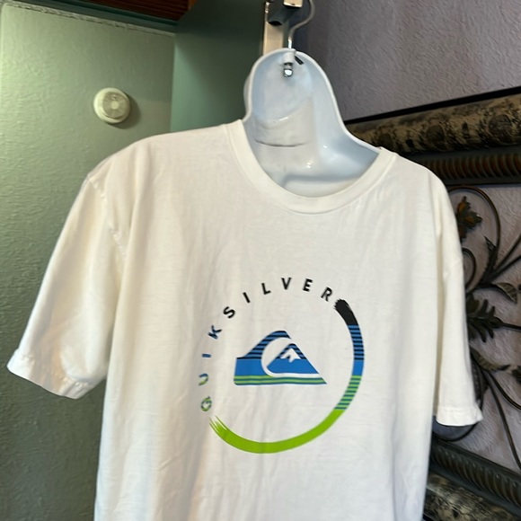 Coolest Quicksilver Mens white Logo GraphicSS Tee Sz L - Picture 3 of 10